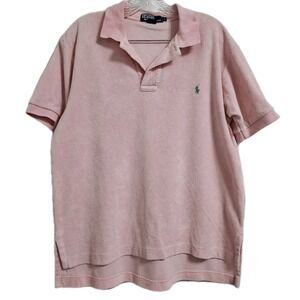 Polo Ralph Lauren Polo Shirt Mens Med Pink Terry Cloth Short Sleeve Pony Logo